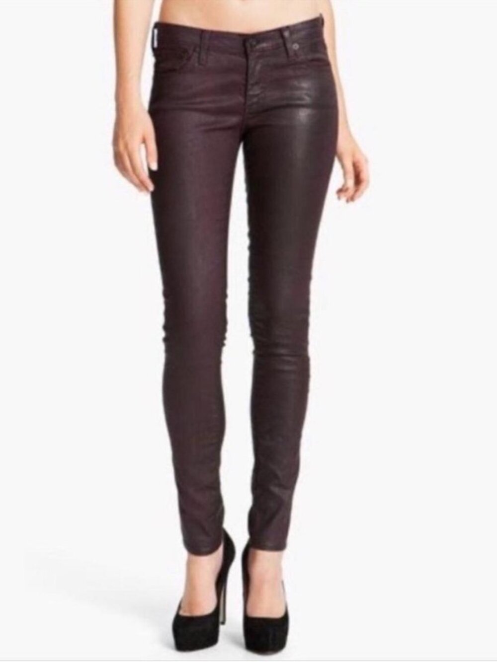 Ag Adriano Goldschmied The Legging Super Skinny Coated Purple Jeans Size 27